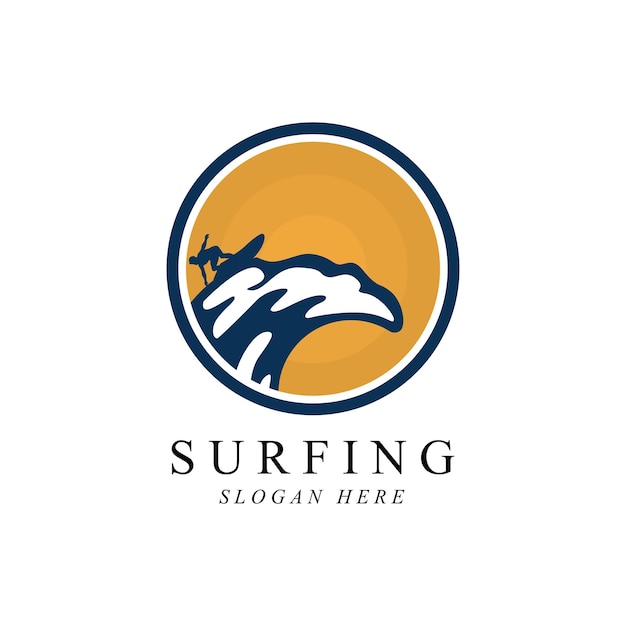 Diseño de plantilla de vector de logotipo de hombre de surf