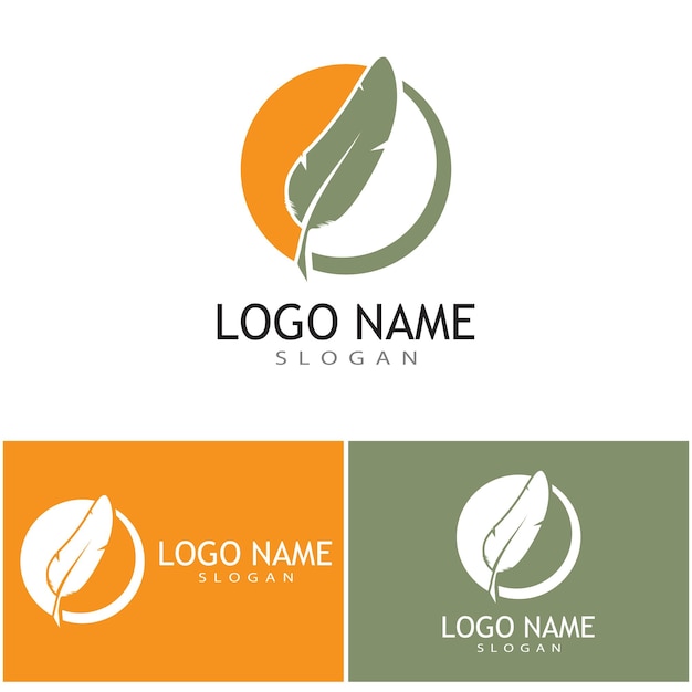 Diseño de plantilla de vector de logotipo de ilustración de pluma