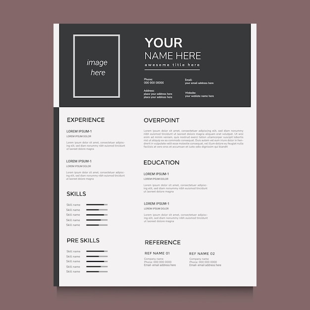 Diseño de plantilla vectorial de CV minimalista profesional para uso multipropósito de trabajos empresariales