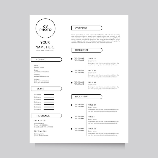 Diseño de plantilla vectorial de CV minimalista profesional para uso multipropósito de trabajos empresariales