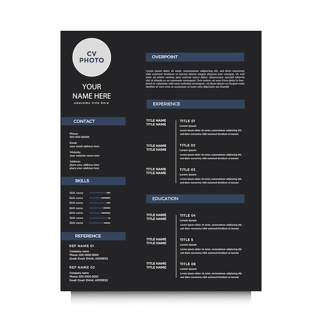 Diseño de plantilla vectorial de CV minimalista profesional para uso multipropósito de trabajos empresariales