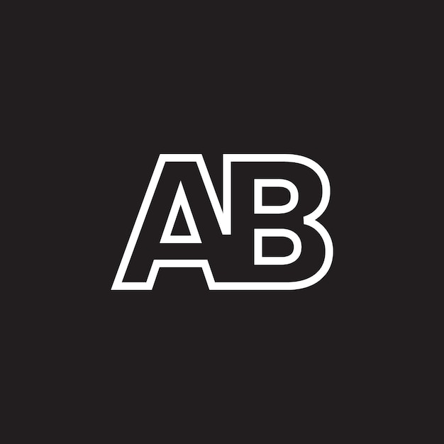 Diseño de plantilla vectorial de la letra AB monograma de logotipo de color blanco negro mínimo