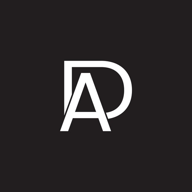 Diseño de plantilla vectorial de la letra AD DA monograma logotipo de color blanco negro mínimo