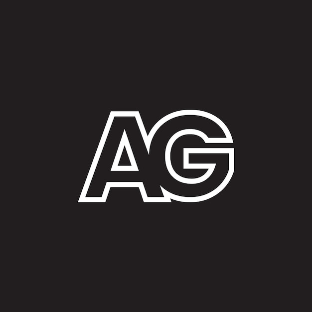Diseño de plantilla vectorial de la letra AG monograma de logotipo de color blanco negro mínimo