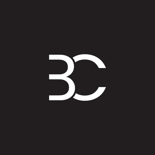 Diseño de plantilla vectorial de la letra BC monograma de logotipo de color blanco negro mínimo