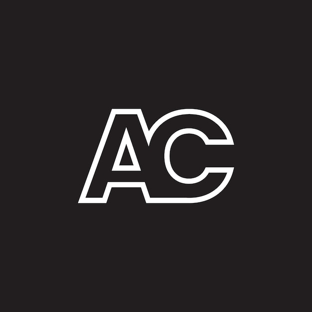 Diseño de plantilla vectorial de logotipo de monograma de letra AC color blanco negro mínimo