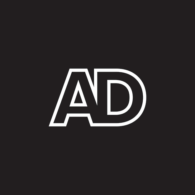 Diseño de plantilla vectorial de logotipo de monograma de letra AD color blanco negro mínimo