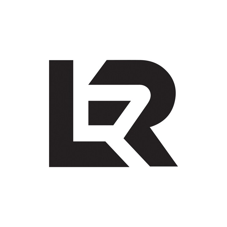Diseño de la plantilla vectorial del logotipo del triángulo de letras LR para la marca