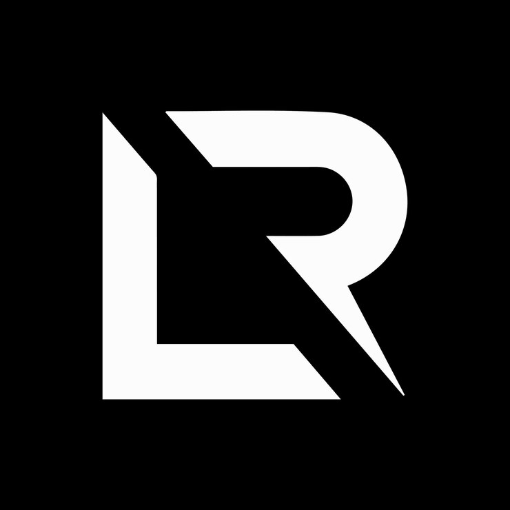 Diseño de la plantilla vectorial del logotipo del triángulo de letras LR para la marca