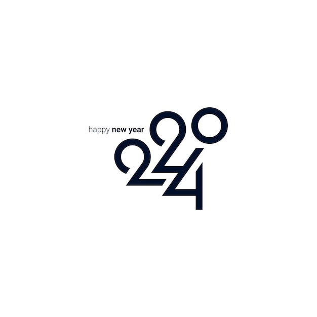 Diseño de plantilla vectorial de texto de feliz año nuevo 2024