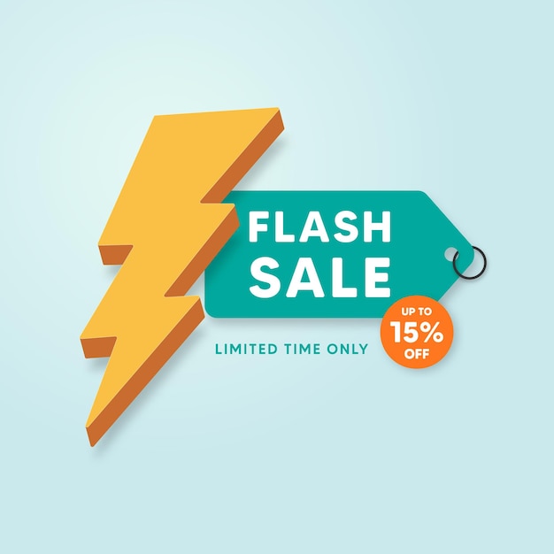 Diseño de plantilla de venta flash Banner de promoción para 15 por ciento de descuento Plantilla vectorial