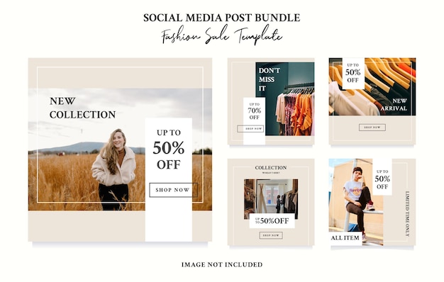 Diseño de plantilla de venta de moda de paquete de publicación en redes sociales