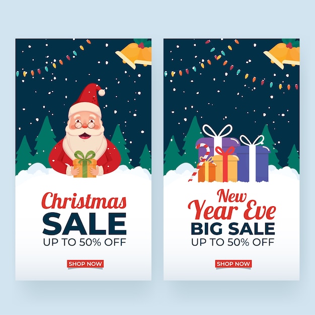Diseño de plantilla de venta de Navidad y año nuevo con oferta de descuento