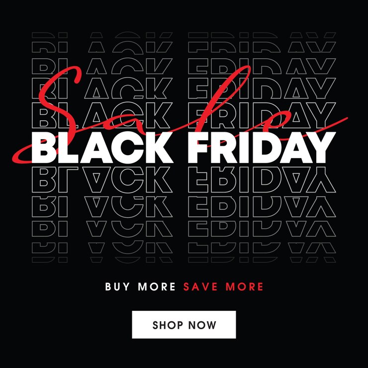 Diseño de plantilla de venta de viernes negro en estilo tipográfico apilado de moda.