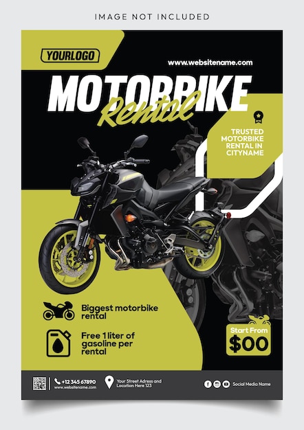 diseño de plantilla de volante de promoción de alquiler de motos