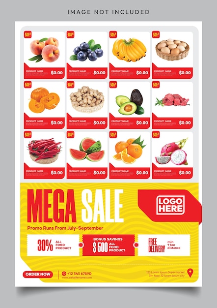 diseño de plantilla de volante de promoción para tienda de comestibles