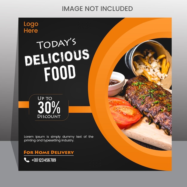 Diseño de plantilla de volante de restaurante con vector premium de foto