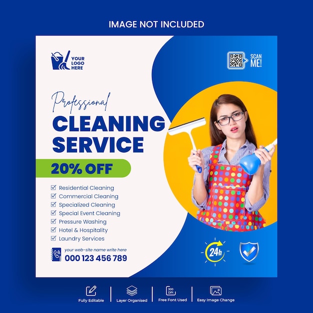 Vector diseño de plantillas de anuncios de anuncios de servicios de limpieza