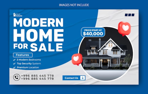 Diseño de plantillas de anuncios web de venta de casas inmobiliarias