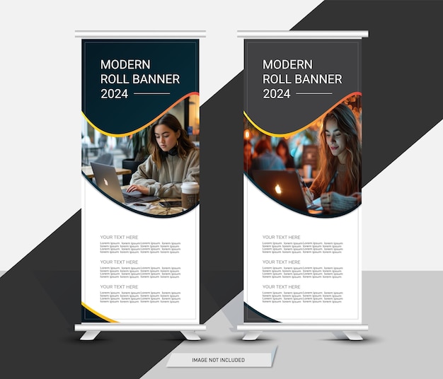 Diseño de plantillas de banners corporativos con formas negras y azules