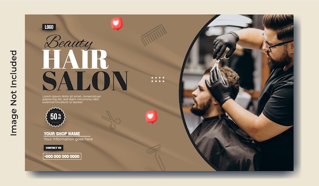 Diseño de plantillas de banners web promocionales para anuncios de cortes de cabello profesionales