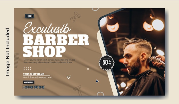 Diseño de plantillas de banners web promocionales para anuncios de cortes de cabello profesionales