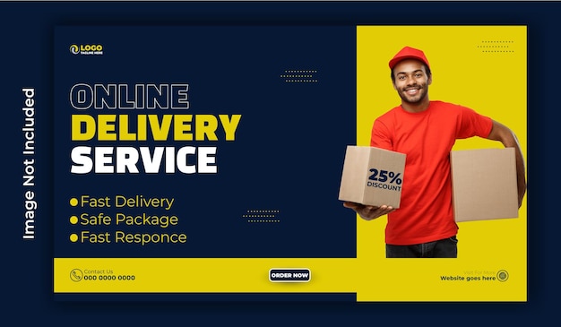 Diseño de plantillas de banners web promocionales para anuncios de servicios de entrega
