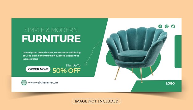 Diseño de plantillas de banners web promocionales para la venta de muebles modernos vectoriales