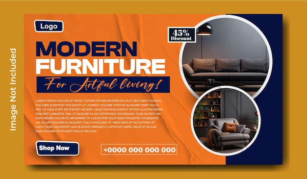Diseño de plantillas de banners web promocionales para la venta de muebles modernos
