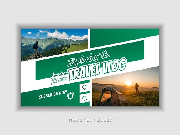 Diseño de plantillas de banners web de viajes o miniaturas de YouTube de aventuras llamativas y atractivas