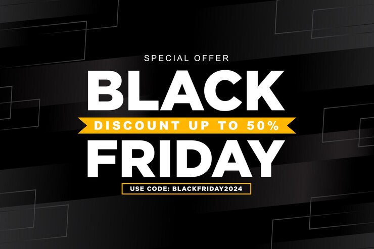 Vector diseño de plantillas de black friday con fondo abstracto amarillo y negro