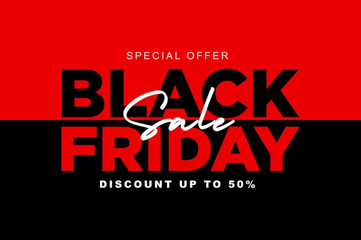 Diseño de plantillas de Black Friday con fondo rojo y negro