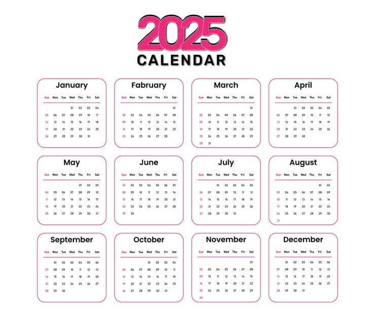 Diseño de plantillas de calendario para el Año Nuevo 2025