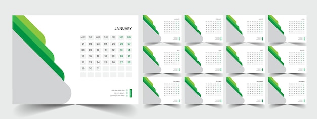 Diseño de plantillas de calendario de escritorio 2024 calendario de oficina 2024