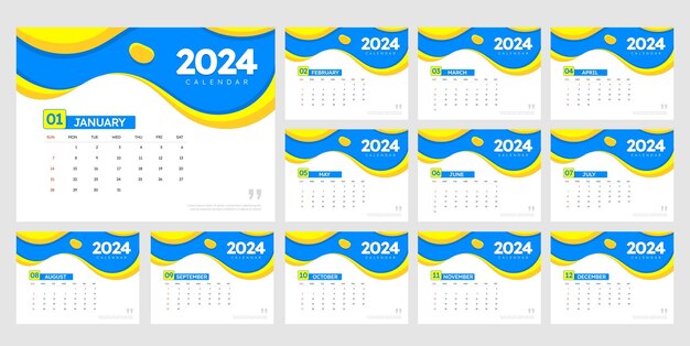 Diseño de plantillas de calendario de negocios creativos para el año nuevo 2024