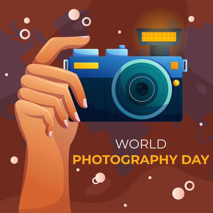 Vector diseño de plantillas de carteles para el día mundial de la fotografía