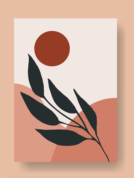 diseño de plantillas de carteles florales de Bauhaus estético
