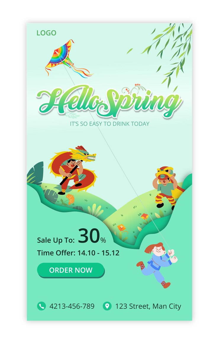 diseño de plantillas de carteles de venta de bebidas de primavera