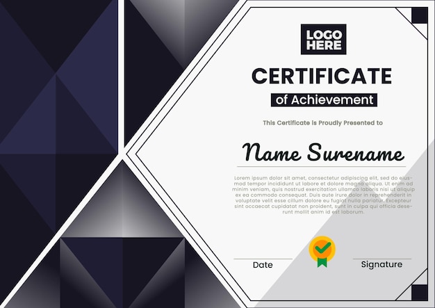 Diseño de plantillas de certificados geométricos modernos para el reconocimiento de premios, etc.