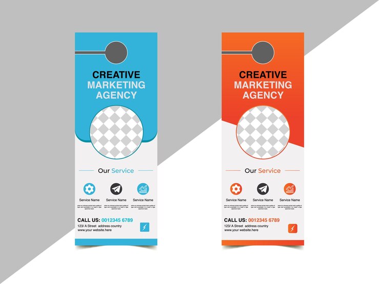 Diseño de plantillas para colgadores de puertas de agencias de marketing creativo