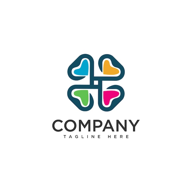 Diseño de plantillas de concepto de logotipo de símbolo de trébol colorido Ilustración vectorial