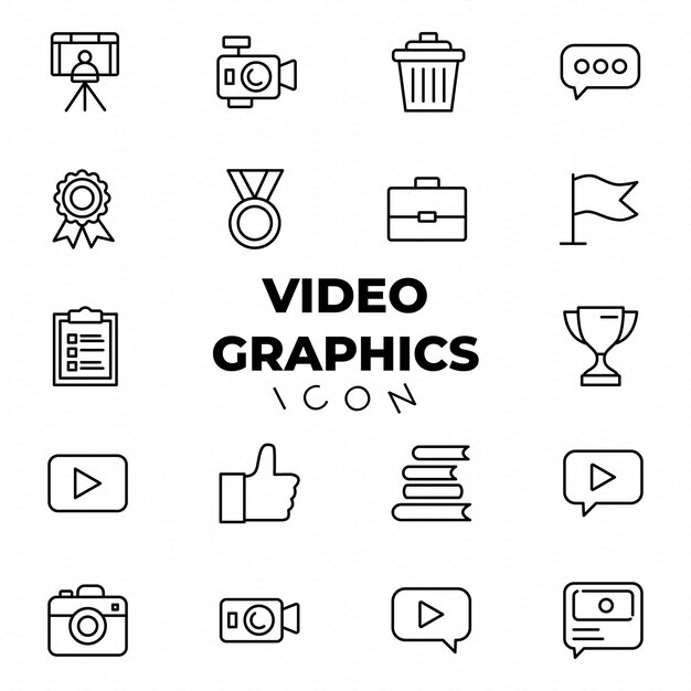 diseño de plantillas de conjuntos de iconos gráficos de video
