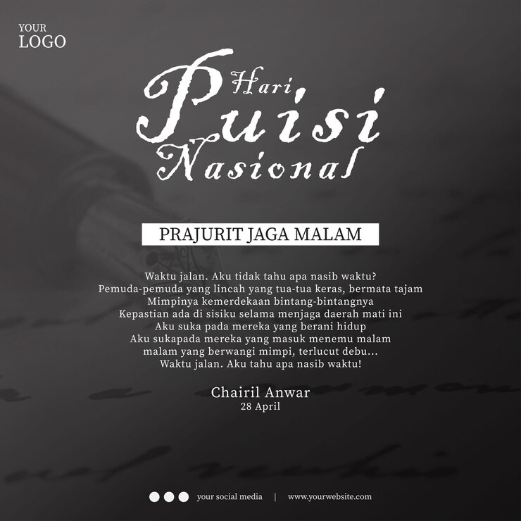Vector diseño de plantillas para el día nacional de la poesía hari puisi nasional 18 de abril