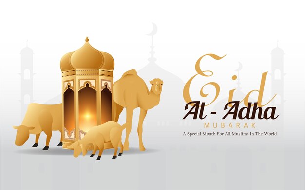 Diseño de plantillas de Eid AlAdha Día Santo para los musulmanes y el Islam Ilustración vectorial
