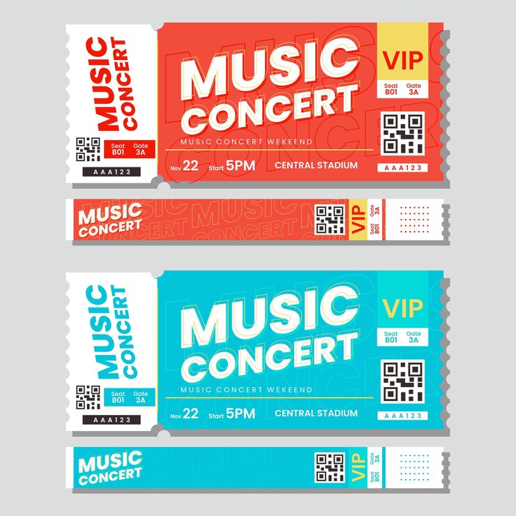 Vector diseño de plantillas de entradas para conciertos de música