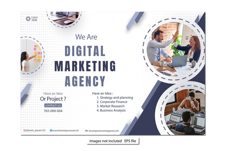 Diseño de plantillas de EPS, folletos y banners para agencias de medios sociales