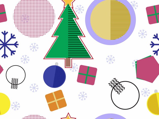Diseño de plantillas de estilo Memphis sin costuras de Navidad