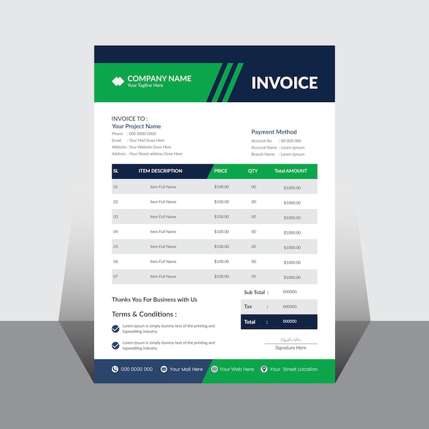 Diseño de plantillas de facturas empresariales de vector profesional