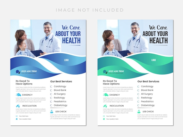 Vector diseño de plantillas de folletos de atención médica