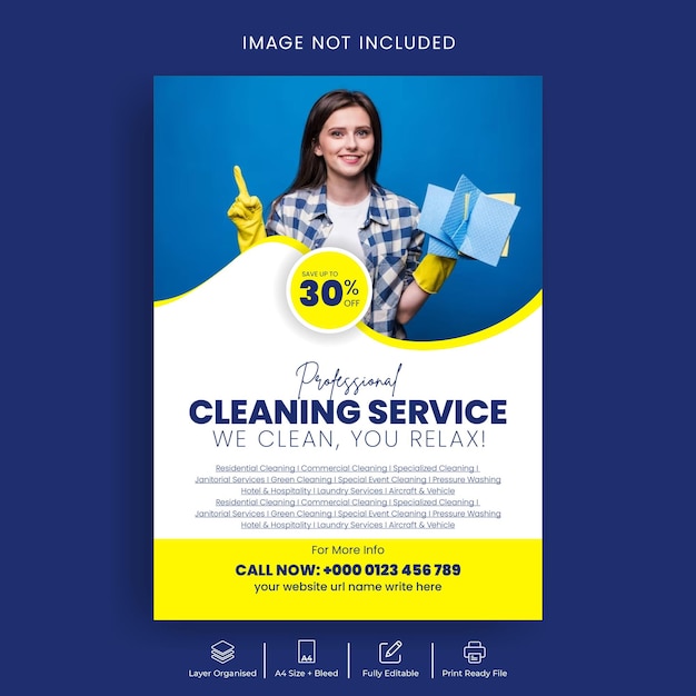 Diseño de plantillas de folletos y carteles de servicios de limpieza